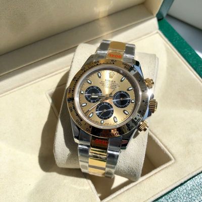 ROLEX Daytona 904L Steel Self-produced Movement Gold Bezel Gold with Black Watch